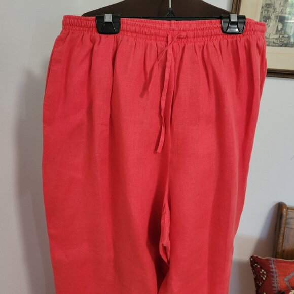 David Dart Pure 100% Linen Baggy 90's Coral pants Size 1X - Picture 2 of 6